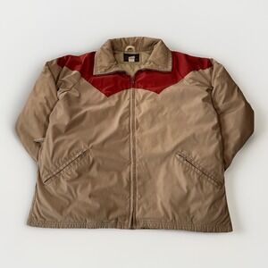 Vintage 1970s Eddie‎ Bauer Goose Down Parka – Tan with Orange Western Accents